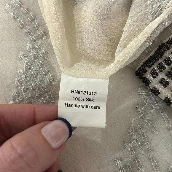 Gryphon New York Hand Beaded Silk Blouse Boho Embellished Top Women’s Small - Picture 11 of 12